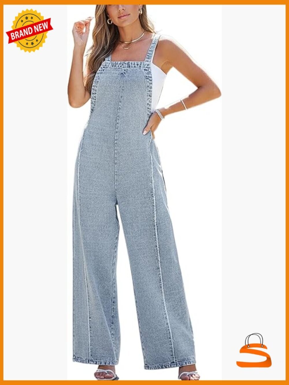 Maxi Denim Jumpsuit Square Neck Sleeveless Wide Leg Loose